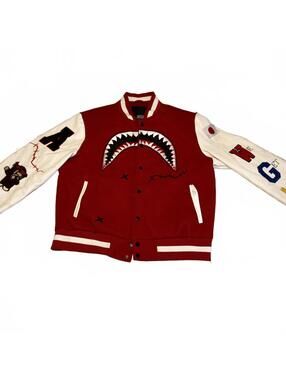 Robert Phillipe Wool “We Killed Ape” Red and White Varsity Jacket Size Mens XL